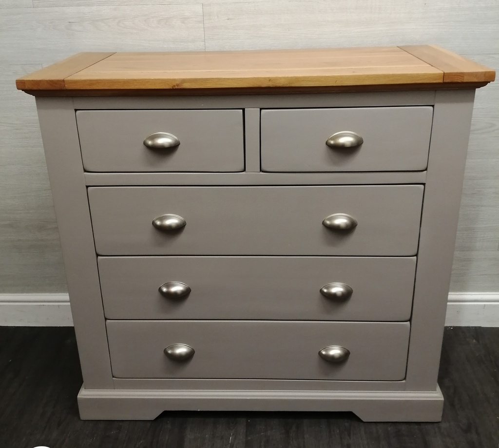 shaker style grey 5 drawer chest