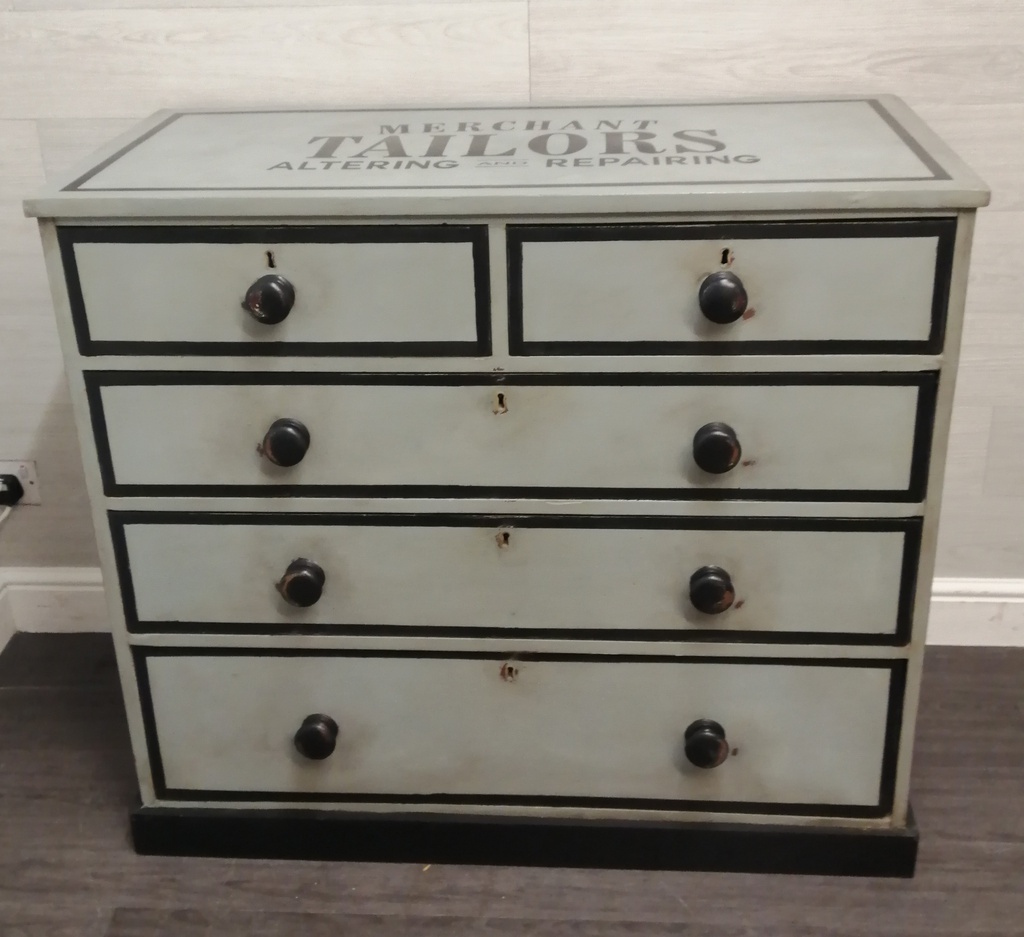 stunning VICTORIAN MAHOGANY painted five drawer chest