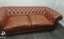 Large tan Leather Button Back Chesterfield Sofa