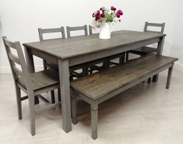 [HF11265] 5ft9&quot; Dining Table, Five Ladder Back Chairs &amp; Bench Set