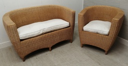 [HF14489] cane sofa and chair set