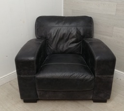 [HF14780] great DISTRESSED GREY LEATHER armchair