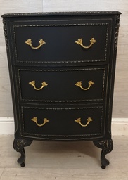 [HF14910] MARIE ANTOINETTE STYLE bedside chest  PAINTED IN ‘NATURAL CHARCOAL
