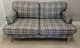 [HF15366] lovely green check plaid two seater sofa