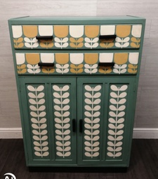 [HF16293] lovely painted retro TALLBOY LINEN CUPBOARD