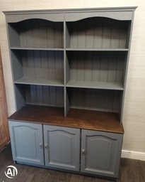 [HF16790] Oak painted grey display bookcase unit