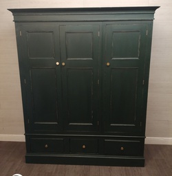 [HF17180] Large Pine Painted Green Wardrobe